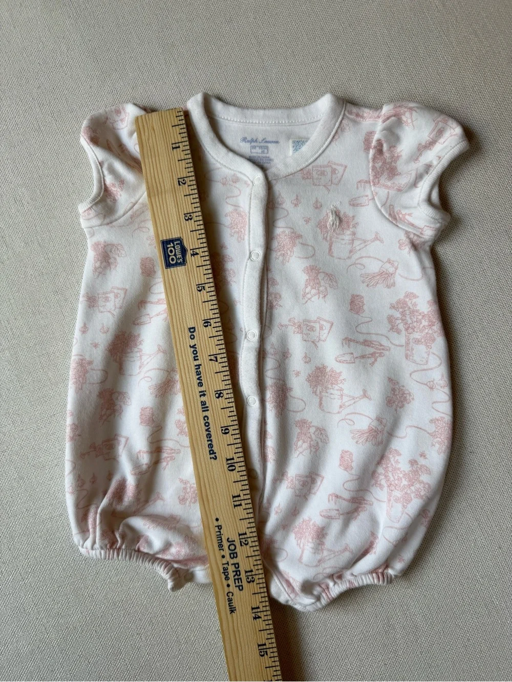 Ralph Lauren Garden Print Puff Sleeve Cotton Romper 3M